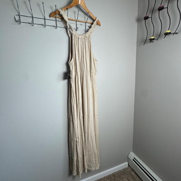 Mlle Gabrielle Sleeveless Tiered Maxi Dress Beige Size 3X NEW Boho Hippie Fairy - Picture 7 of 16